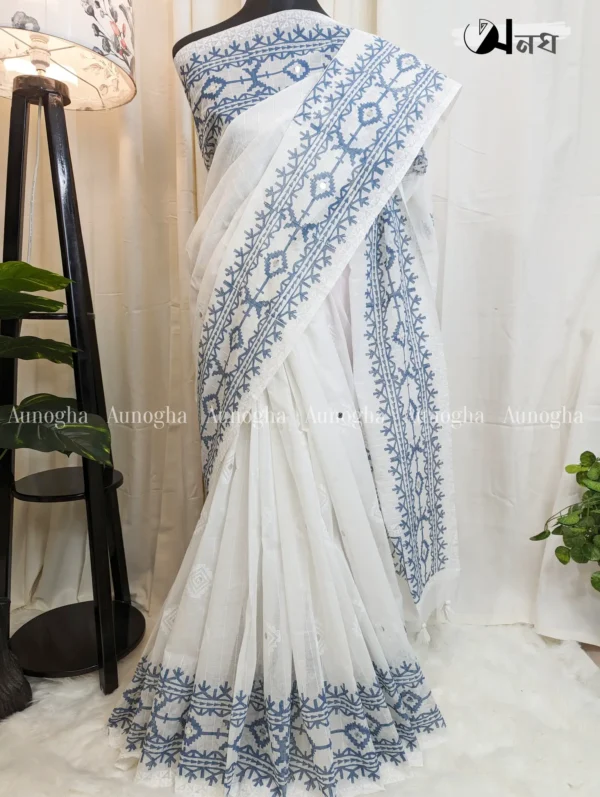 White Bloom Saree aunogha bangladesh